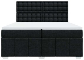 Cama com molas/colchão 200x200 cm tecido preto