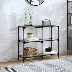 vidaXL Mesa consola com tampo em vidro transparente 98x30x81 cm aço