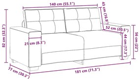 Sofá Loveseat vidaXL Cinza Escuro 140 cm em Couro Sintético