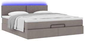 Cama Otomana com colchão &amp; LEDs 180x200cm cinza-acastanhado