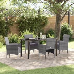 vidaXL Conjunto de Jantar de Jardim 5 Peças Cinza Rattan PE