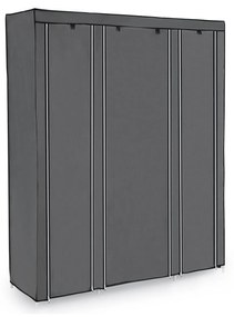 SONGMICS Guarda-roupa portátil, armário dobrável, organizador de roupas com trilho para pendurar, prateleiras, capa de tecido, para quarto, vestiário, 150 x 45 x 175 cm, cinza LSF03G