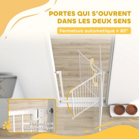 Barreira de segurança para cães e bebés, de 76 a 80 cm, com extensão e fixação por pressão, sem necessidade de perfuração, de 76 a 80 cm, branca