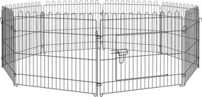 Parque para Animais de Estimação com 8 Paineis 71x61cm Dobrável Cerca para Animais de Estimação com Porta com Trava para Jardim Pátio Exterior Preto