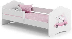 Cama infantil FALA gato 160x80 com grade branca - colchão e estrado incluído