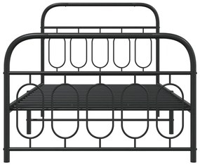Estrutura de cama com cabeceira e pés 107x203 cm metal preto