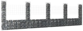 Cesto gabião em forma de U c/ 5 postes 500x20x150 cm ferro