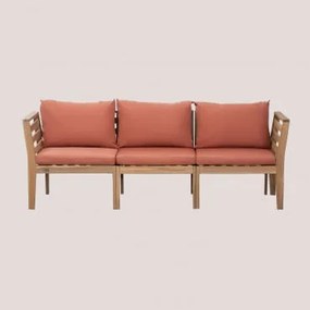 Sofá De Jardim Modular Filips De 3 Peças Com Braços Em Madeira De Acácia Terracota - Sklum