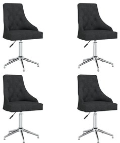 vidaXL Cadeiras de jantar giratórias 4 pcs tecido preto