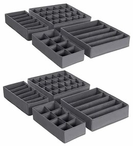 Conjunto Caixas de arrumação para roupa interior cinzento