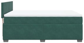 Cama com molas/colchão 160x200 cm veludo verde-escuro