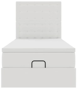 Cama otomana com colchão 90x200 cm couro artificial branco