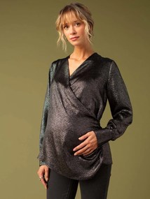 Blusa traçada para grávida, efeito irisado ENVIE DE FRAISE preto