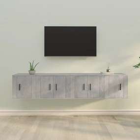 vidaXL Conjunto móveis de TV 4 pcs madeira processada cinzento cimento