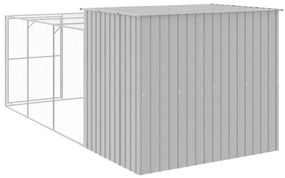 Casota cães c/ parque 214x457x181 cm aço galvaniz. cinza-claro