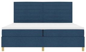 Cama Box Spring com Colchão &amp; LED Azul 200x200 cm Tecido
