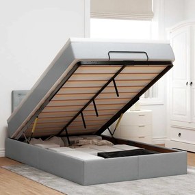 Cama otomana com colchão 120x190 cm tecido cinzento claro