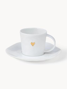 Chávena de café expresso com pires em porcelana Heart