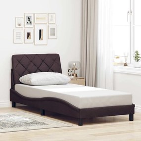 vidaXL Estrutura de cama sem colchão 90x200 cm tecido castanho-escuro