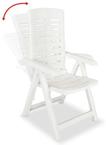 Cadeiras de jardim reclináveis 2 pcs plástico branco