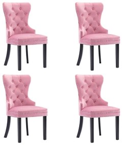 Cadeiras de jantar 4 pcs veludo rosa