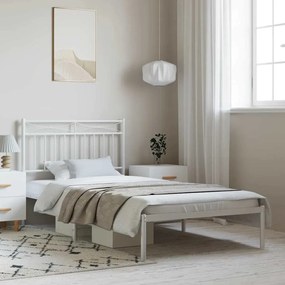 Estrutura de cama com cabeceira 100x190 cm metal branco