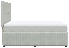 Cama com molas/colchão 160x200 cm veludo cinzento-claro