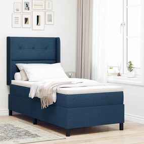 vidaXL Cama Box Spring LED com colchão Azul 90 x 190 cm tecido