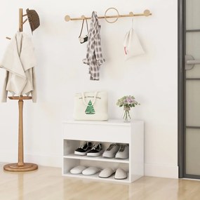 vidaXL Banco sapateira 60x30x45 cm derivados madeira branco brilhante