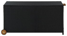Caixa de arrumação para jardim 120x65x61 cm vime PE preto
