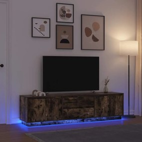 Móvel de TV com luzes LED 193,5x41x50 cm carvalho fumado