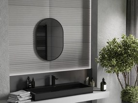 Mexen Loft espelho oval para casa de banho 70 x 50 cm, moldura preta - 9851-070-050-000-70