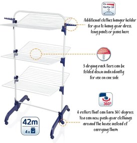 Estendal para a roupa em torre Comfort Tower 420 branco