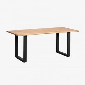 Mesa De Jantar Retangular Em Madeira De Acácia E Aço (180x90 Cm) Maupi Preto - Sklum