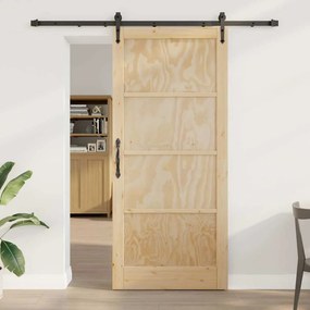 Porta Deslizante vidaXL com Conjunto de Hardware 93x211 cm Madeira Sólida de Pinho