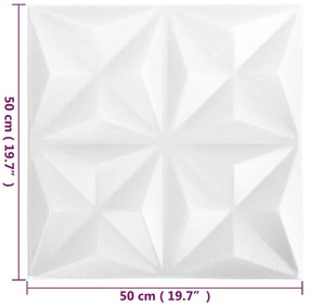 Painéis de parede 3D 12 pcs 50x50 cm 3 m² origami branco