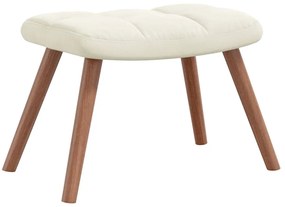 Cadeira de descanso com banco veludo branco nata