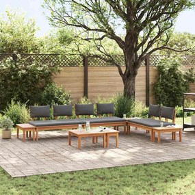 vidaXL Conjunto de Jardim com 5 peças e almofadas - Madeira de Teak Sólida