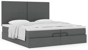 Estrutura de cama otomana com colchões tecido cinzento escuro