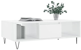 Mesa de centro 104x60x35 cm derivados madeira branco brilhante