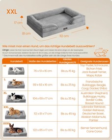 Cama ortopédica para cães 112 x 81 x 17 cm, com capa removível cinzento