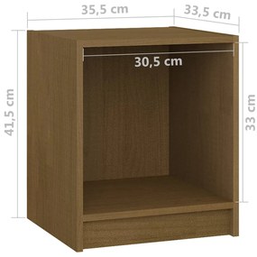 Mesa de cabeceira 35,5x33,5x41,5 cm pinho maciço castanho mel