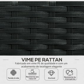 Conjunto de Jardim de Vime Sintético Conjunto de 4 Peças Móveis de Jar