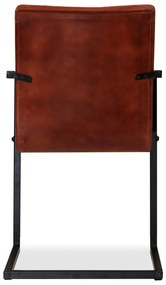 Cadeiras de jantar 2 pcs couro genuíno castanho