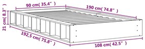 Estrutura de cama 90x190 cm madeira pinho maciça castanho cera