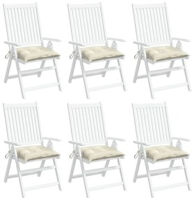 Almofadões de cadeira 6 pcs 40x40x7cm tecido oxford branco nata