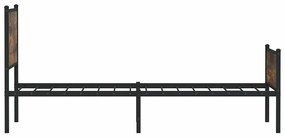 Estrutura de cama sem colchão 107x203 cm metal carvalho fumado