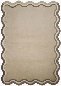 Tapete de lã tufado à mão de pelo curto Leo Scallop Border
