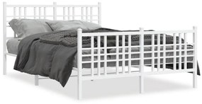 vidaXL Estrutura de cama com cabeceira e pés 120x200 cm metal branco
