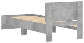 Estrutura de cama c/ cabeceira deriv. madeira cinzento cimento